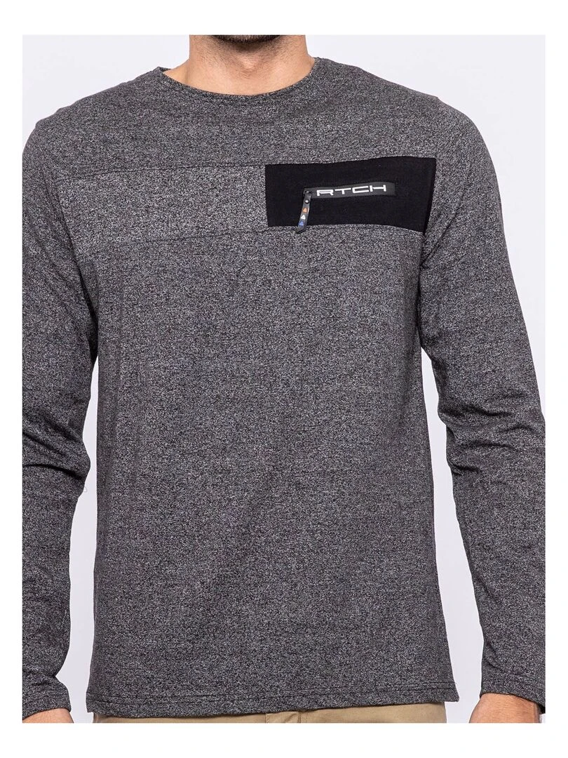 T shirt manches longues col rond JEDREY   Noir