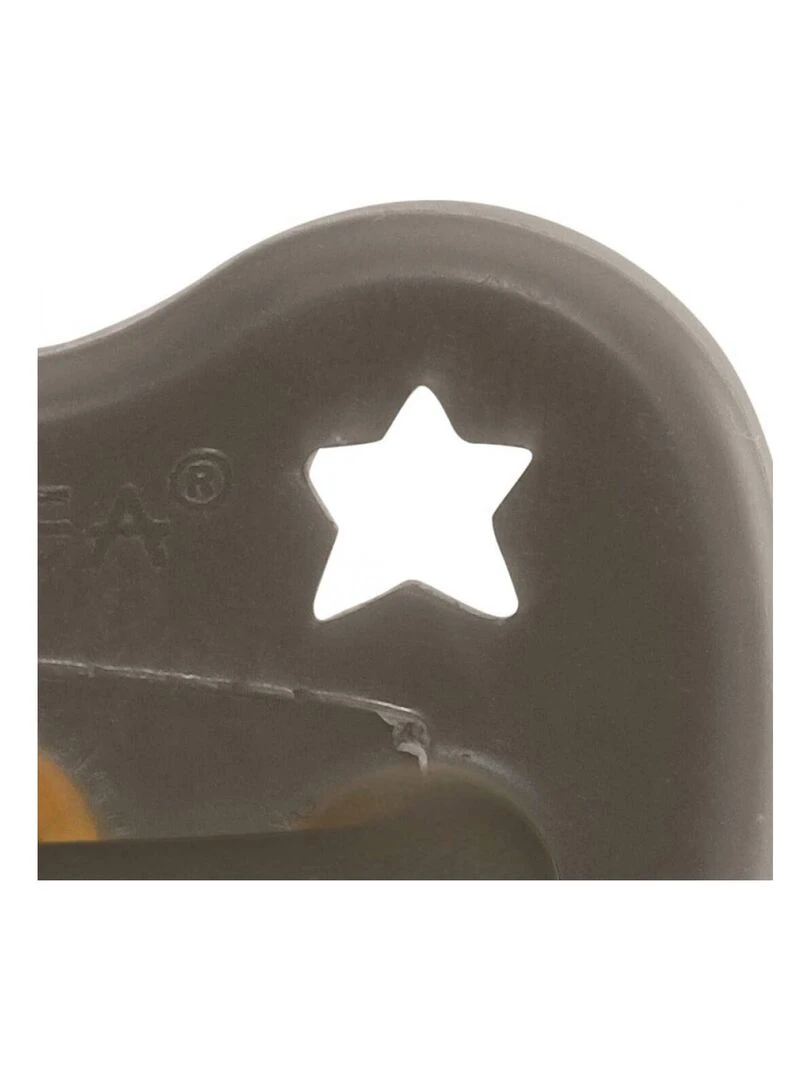 HEVEA Sucette 3 m+ caoutchouc naturel Shitake Grey/orthodontique/étoile & lun Gris