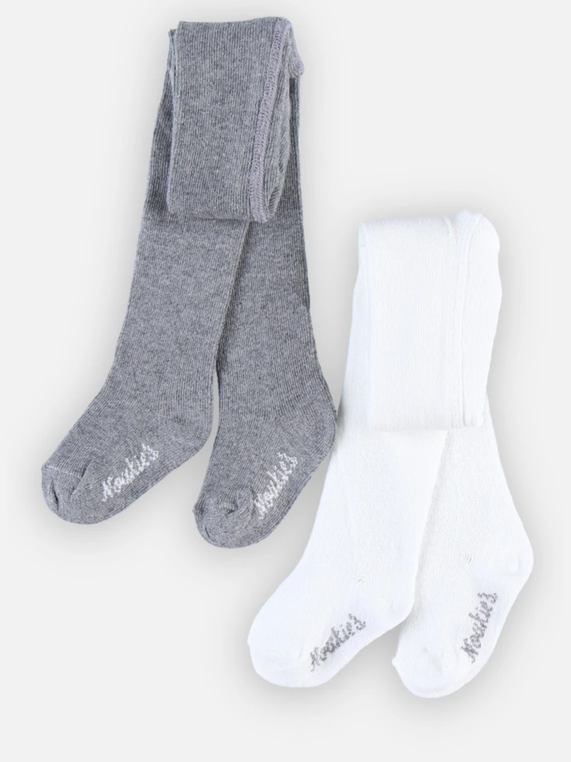 Set De 2 Collants Blanc/gris Gris