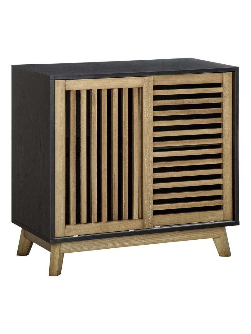 Meuble buffet de rangement avec portes coulissantes Marron