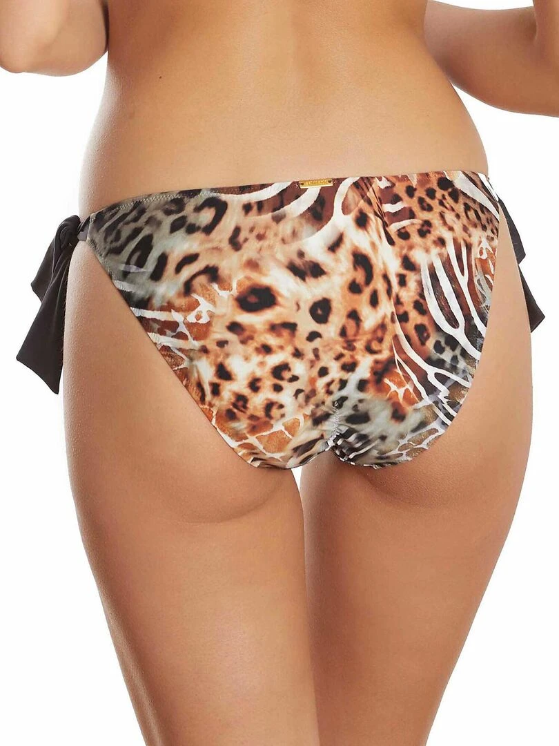 Bas maillot de bain à nouettes taille basse Animal Marron