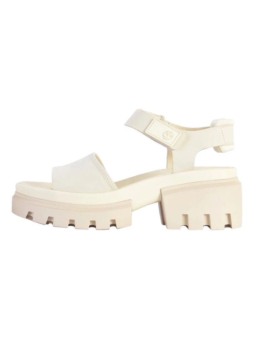 Sandale Compensée Cuir Timberland Evereleigh Backstrap Blanc