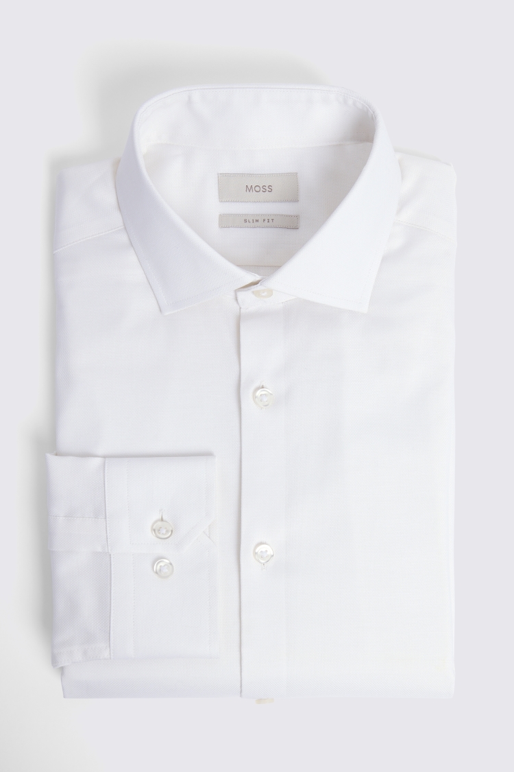 Slim Fit Off-White Dobby Stretch Shirt   Buy Online at Moss