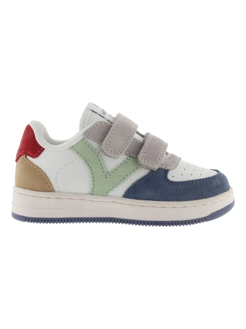Basket Cuir Enfant Victoria Bleu