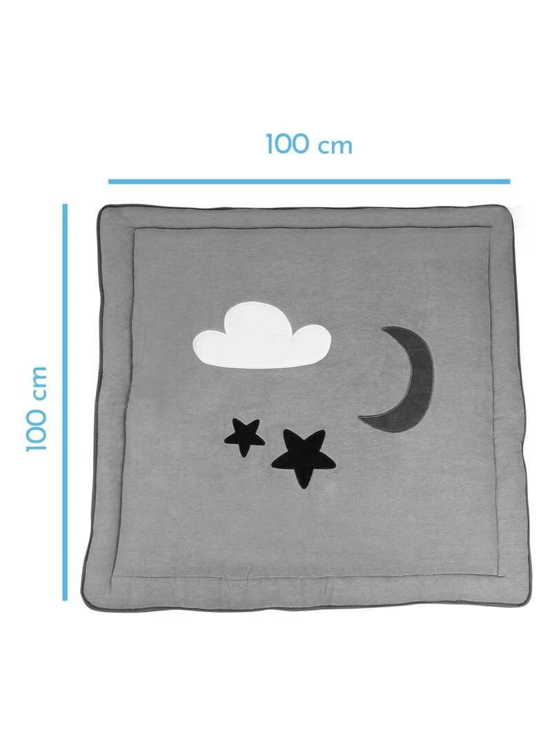 Tapis de jeu de sol d'éveil ou de parc bébé enfant molletonné Monsieur Bébé Gris