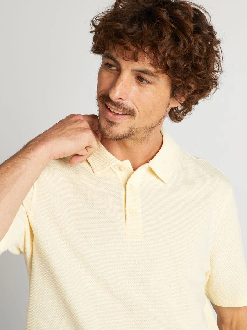 Polo uni texturé   Jaune