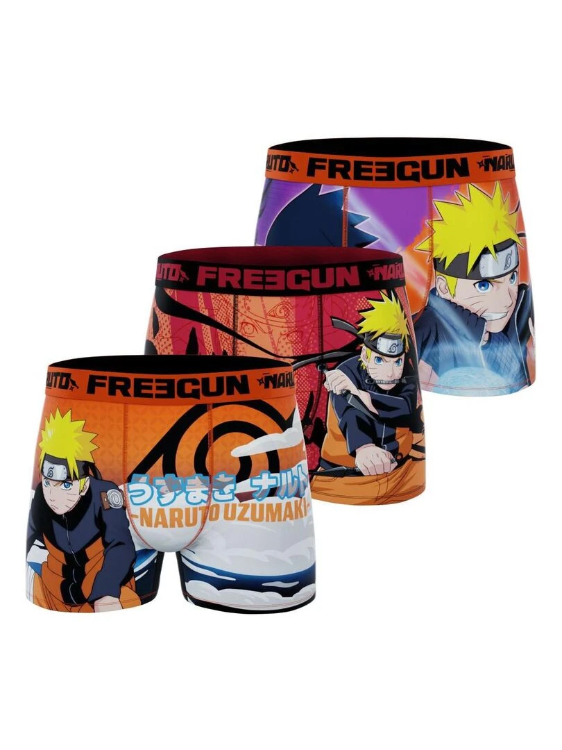 Lot de 3 boxers homme Naruto Shippuden Freegun Orange