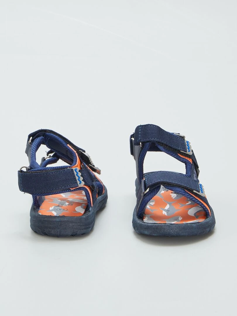 Sandales scratchées ‘requin’   Bleu/orange