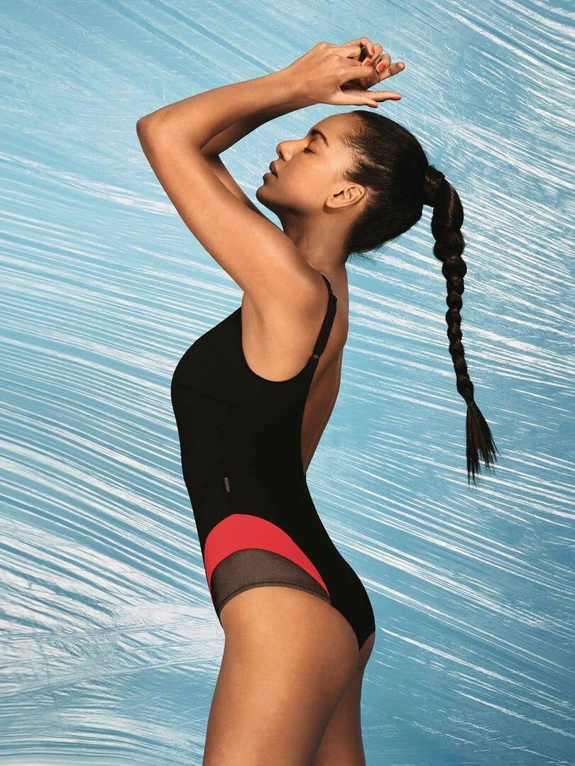 Maillot 1 pièce sans armatures en Econyl Eco Rosa Elina   Noir