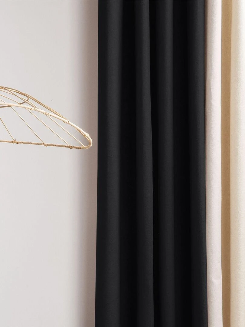 Rideau en coton recyclé avec œillets 'Deko&co' Noir