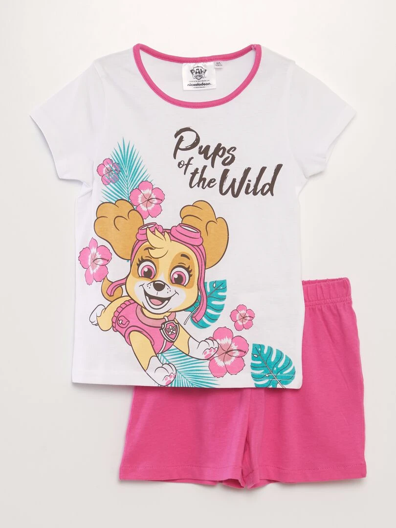 Pyjama short 'Pat' Patrouille' 2 pièces Blanc/rose