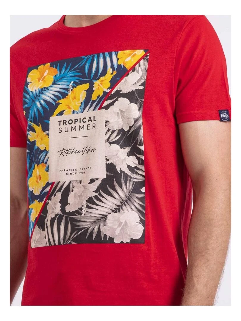 T shirt col rond NIRAYMAN   Rouge