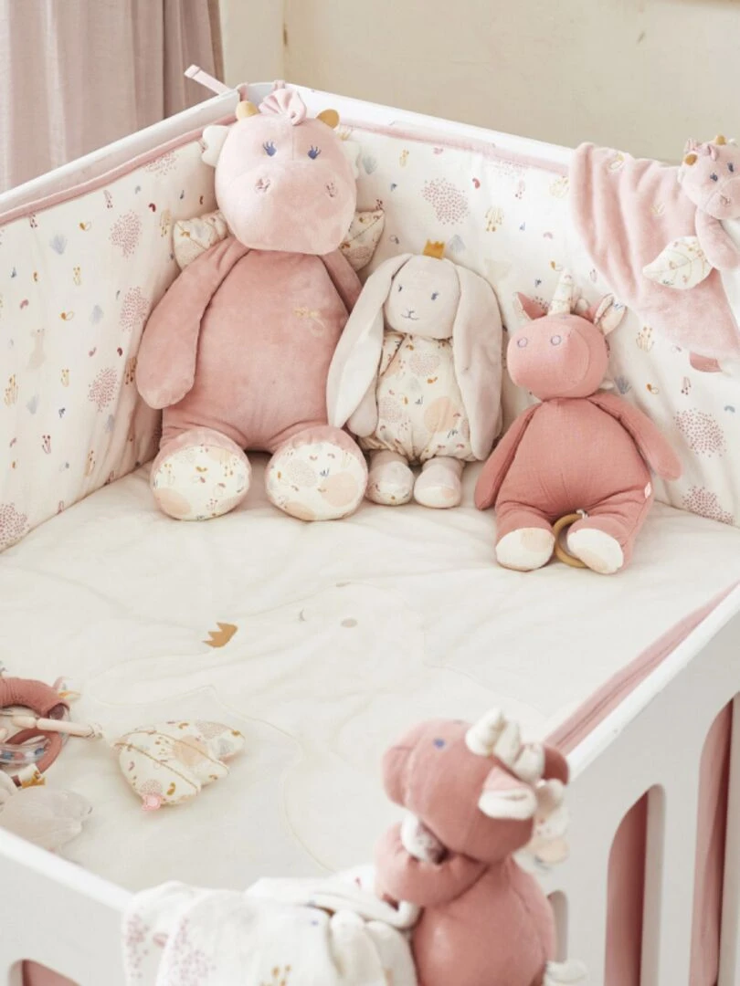 Doudou Attache Sucette À Étiquette Dragonne Lina & Joy   Rose