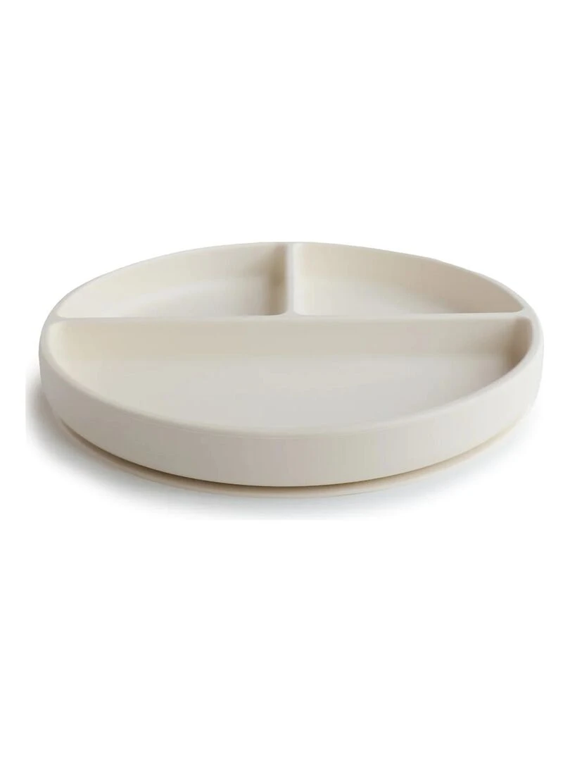 Assiette à compartiments en silicone avec ventouse Ivory Ecru