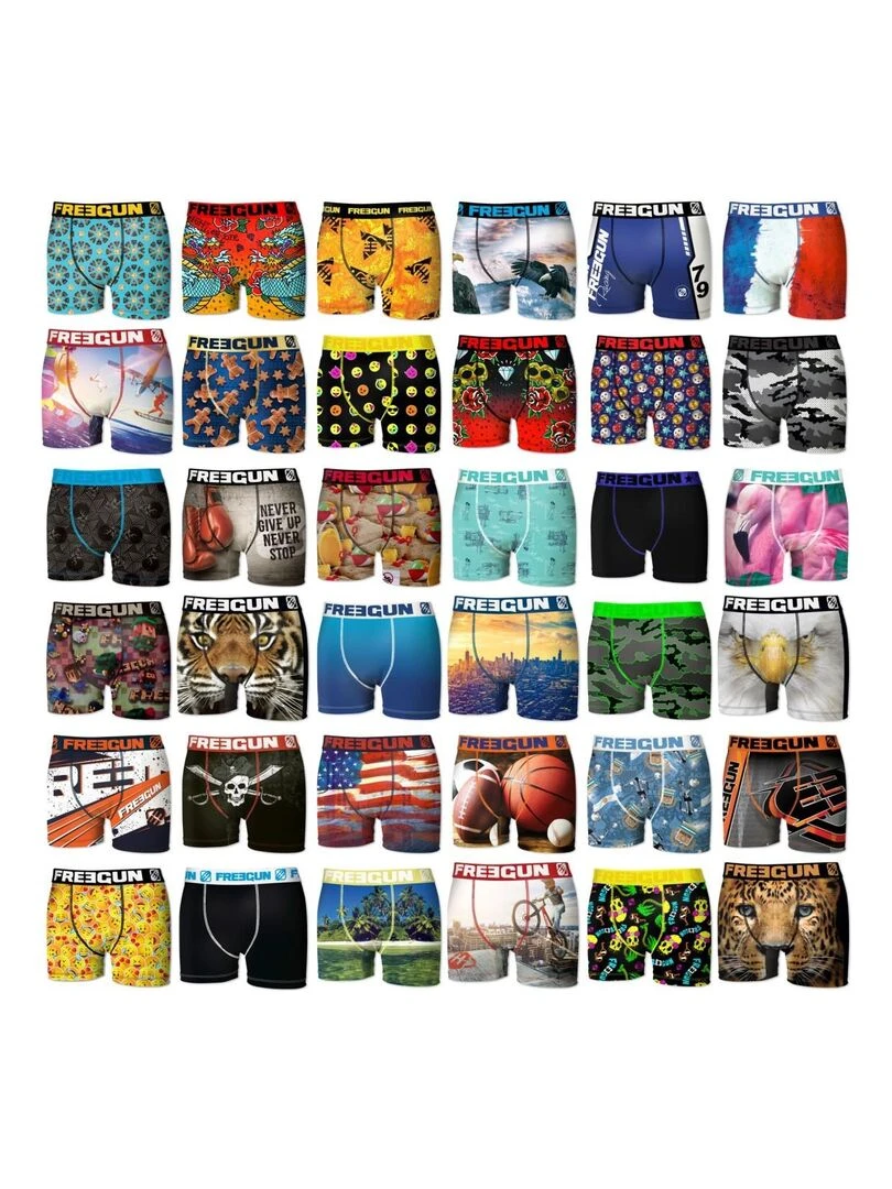 Pack Surprise de 5 Boxers microfibre homme Freegun Bleu