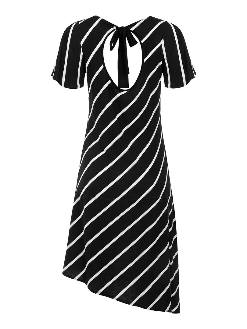 Robe estivale asymétrique manches courtes Rhodes   Bleu
