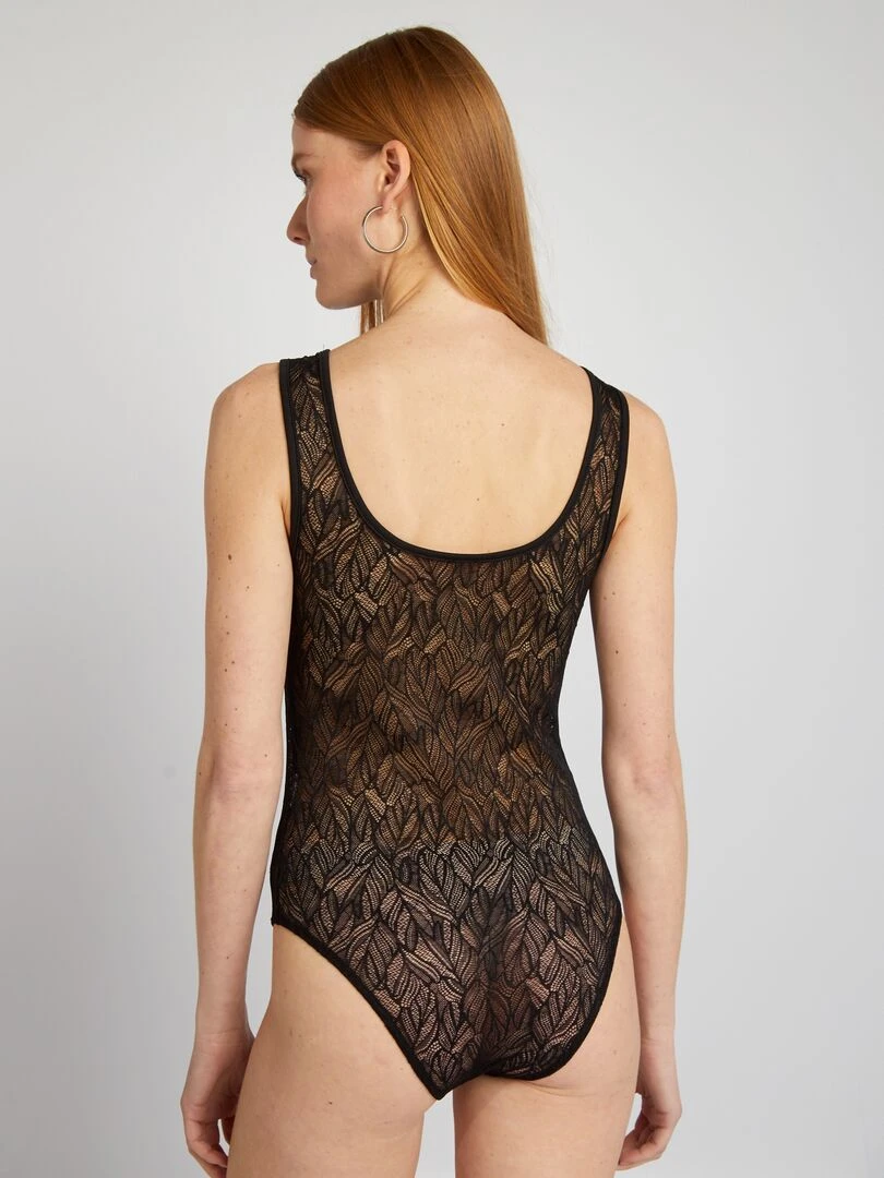 Body en dentelle avec dos en U   noir