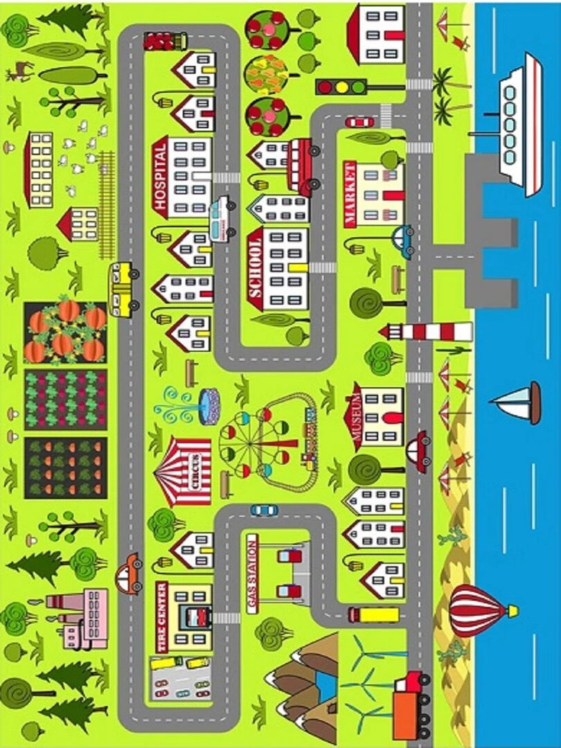 Tapis Enfant City Vert
