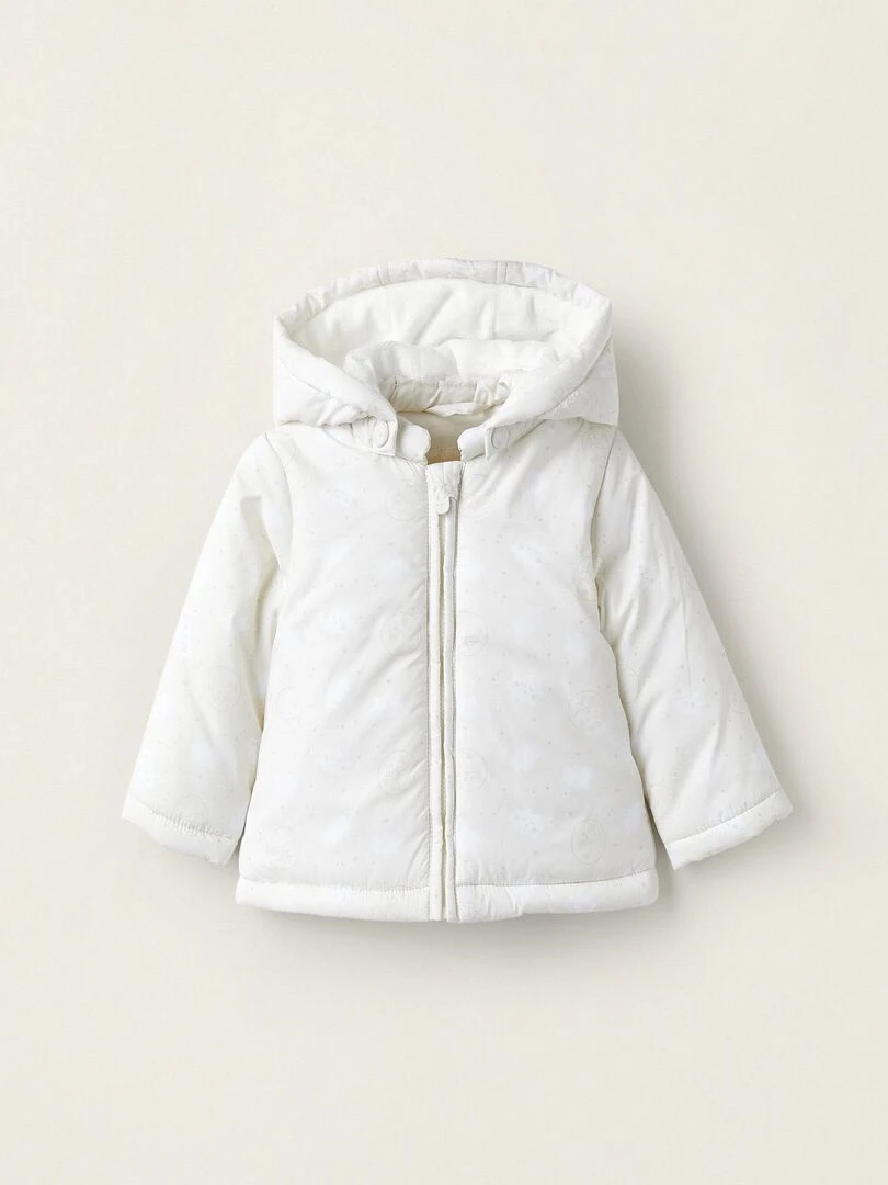 Manteau Matelassé avec Capuche avec Oreilles pour Bébé Fille 'Stars & Moons' SUNRISE BLISS Blanc