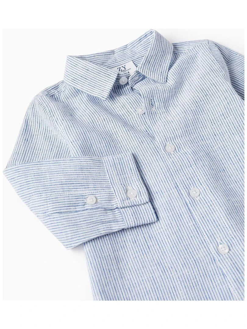 Chemise à rayures classique à manches longues pour bébé garçon manches longues LETS PARTY   Bleu
