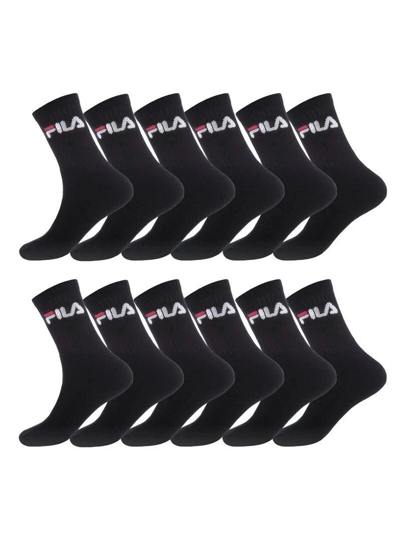 Lot de 12 Paires de Chaussettes Tennis Fila Noir