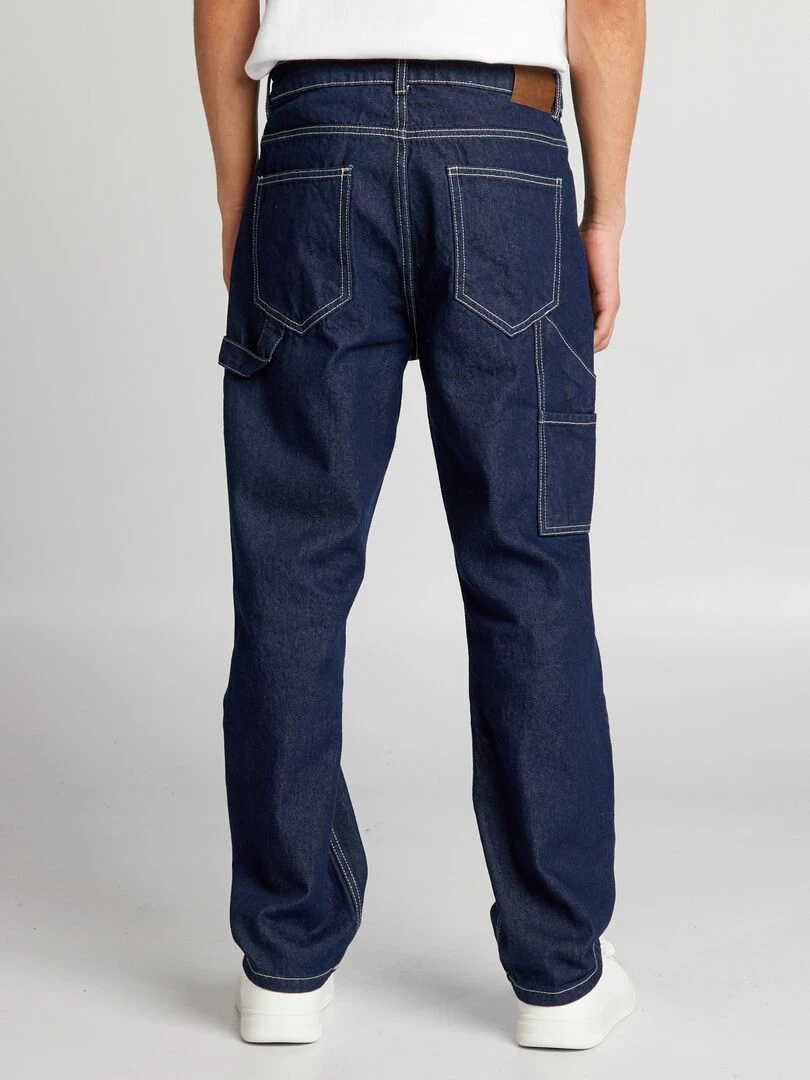 Pantalon denim style carpenter   Bleu