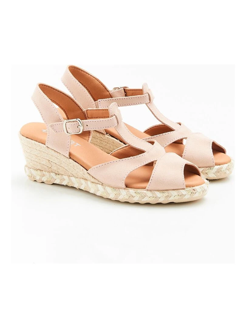 Sandales compensées tressées Damart Beige coquille