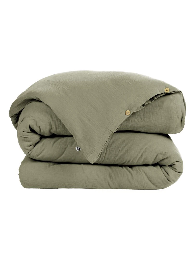 Housse de couette Double Gaze Coton Collection Gaia Vert kaki