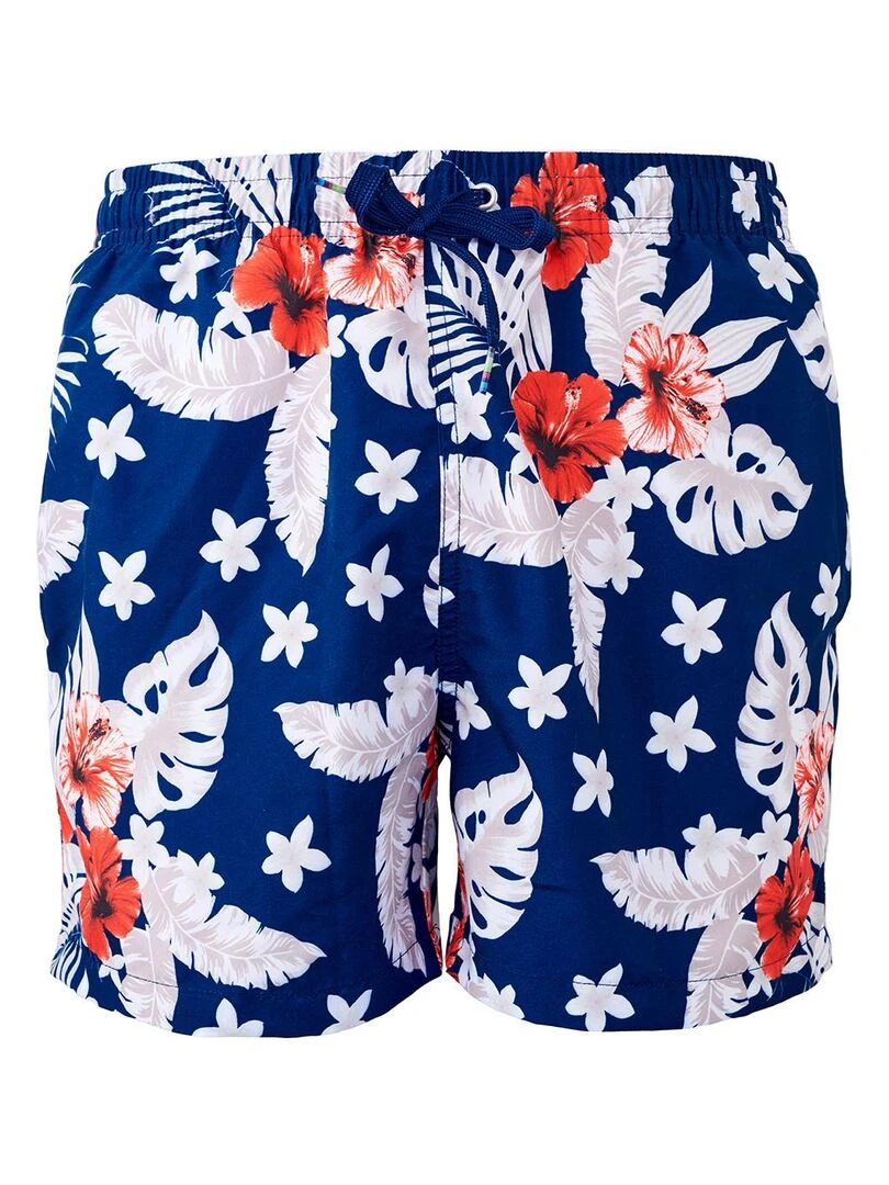 Short de bain à fleurs California   Bleu