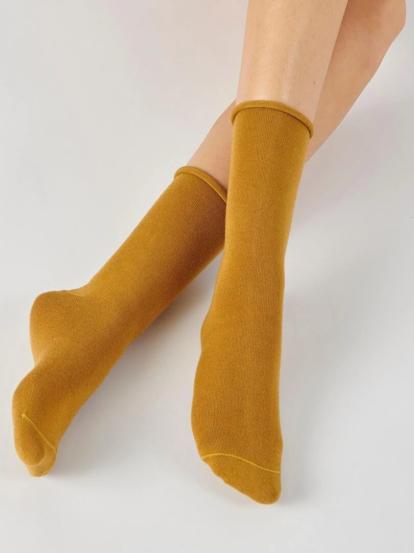 Lot de 2 paires de mi chaussettes 9% cachemire Damart Marron