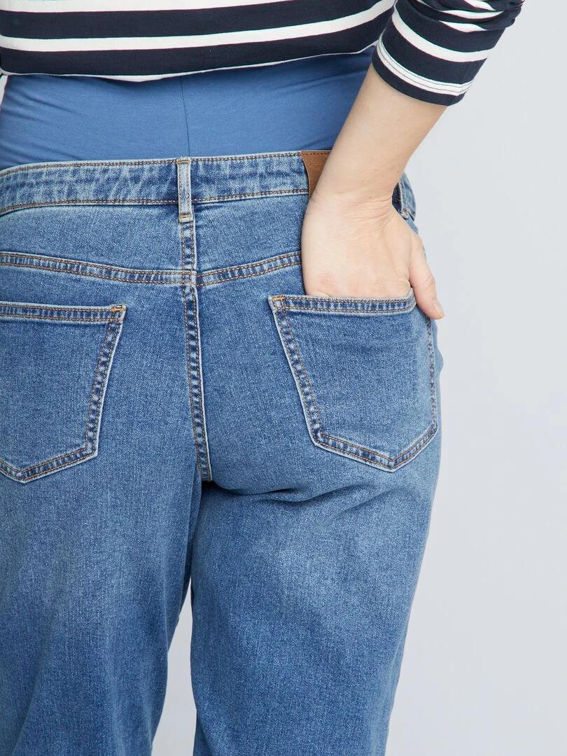 Jean mom grossesse avec abrasions   Bleu