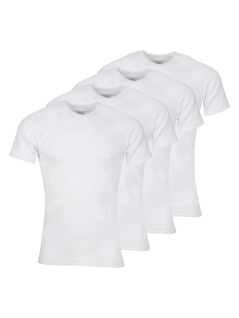 Lot de 4 Tee shirt col V homme Coton Bio Blanc
