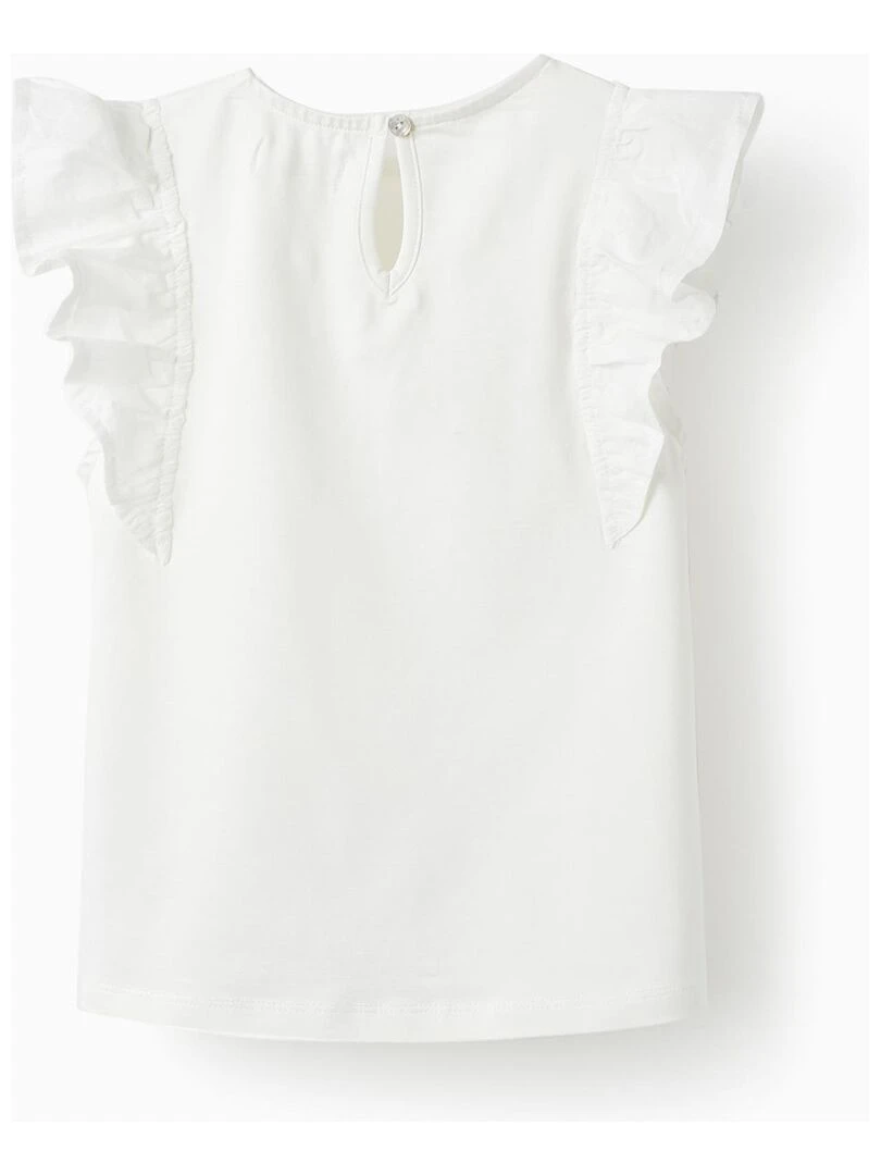 T shirt avec des brillants et des paillettes 'Cygne' manches courtes LETS PARTY Blanc