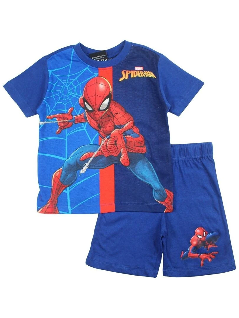 Spiderman Ensemble T shirt short garçon Imprimé Spiderman Bleu marine
