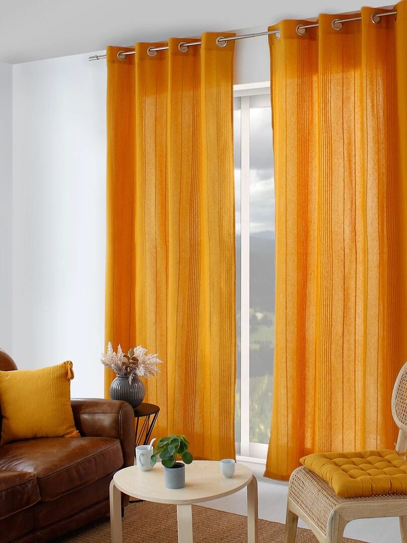 Rideau tendance en coton recyclé Jaune moutarde