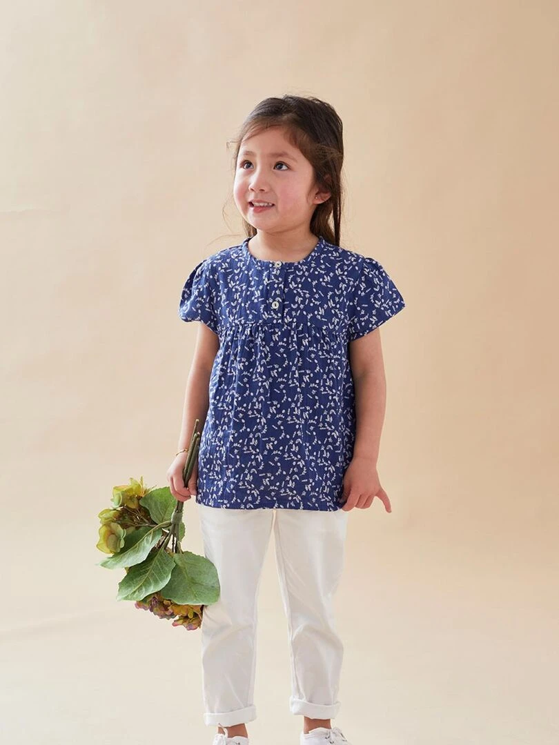 Blouse à manches courtes à imprimé végétal Noukie's Bleu