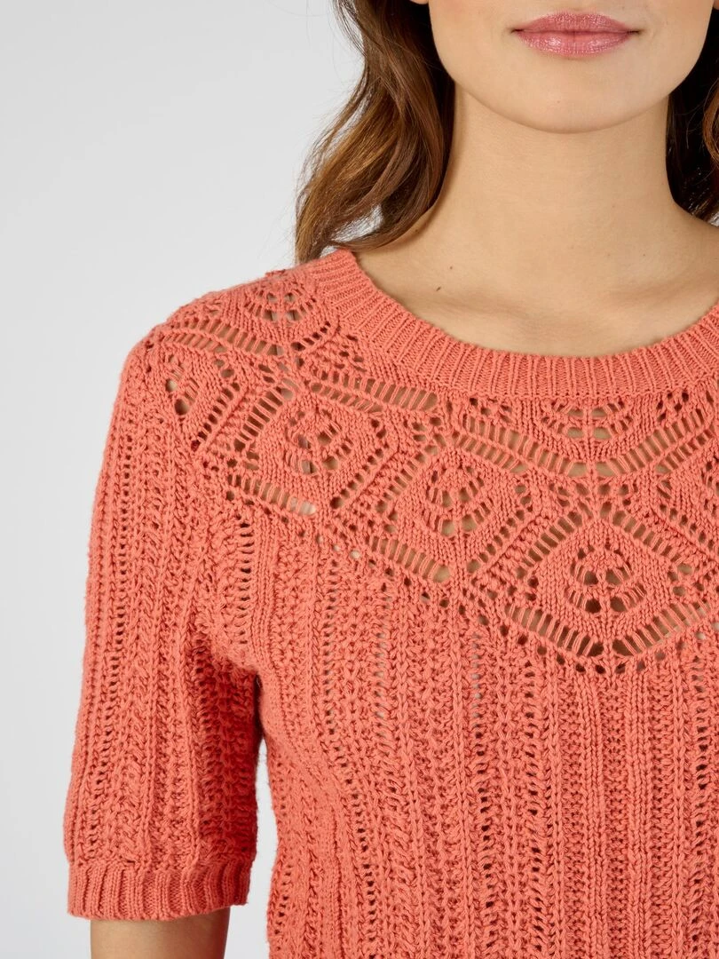 Pull effet crochet Damart Abricot