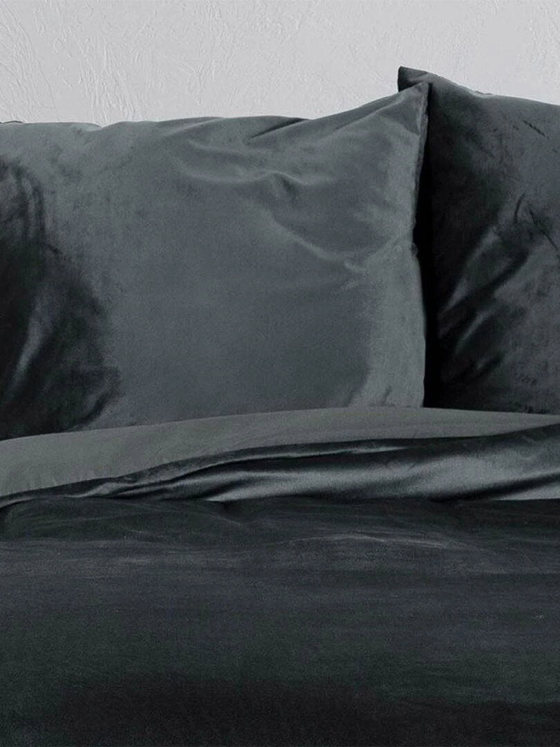 Housse de couette  + taie(s) velours uni Velina anthracite   Gris