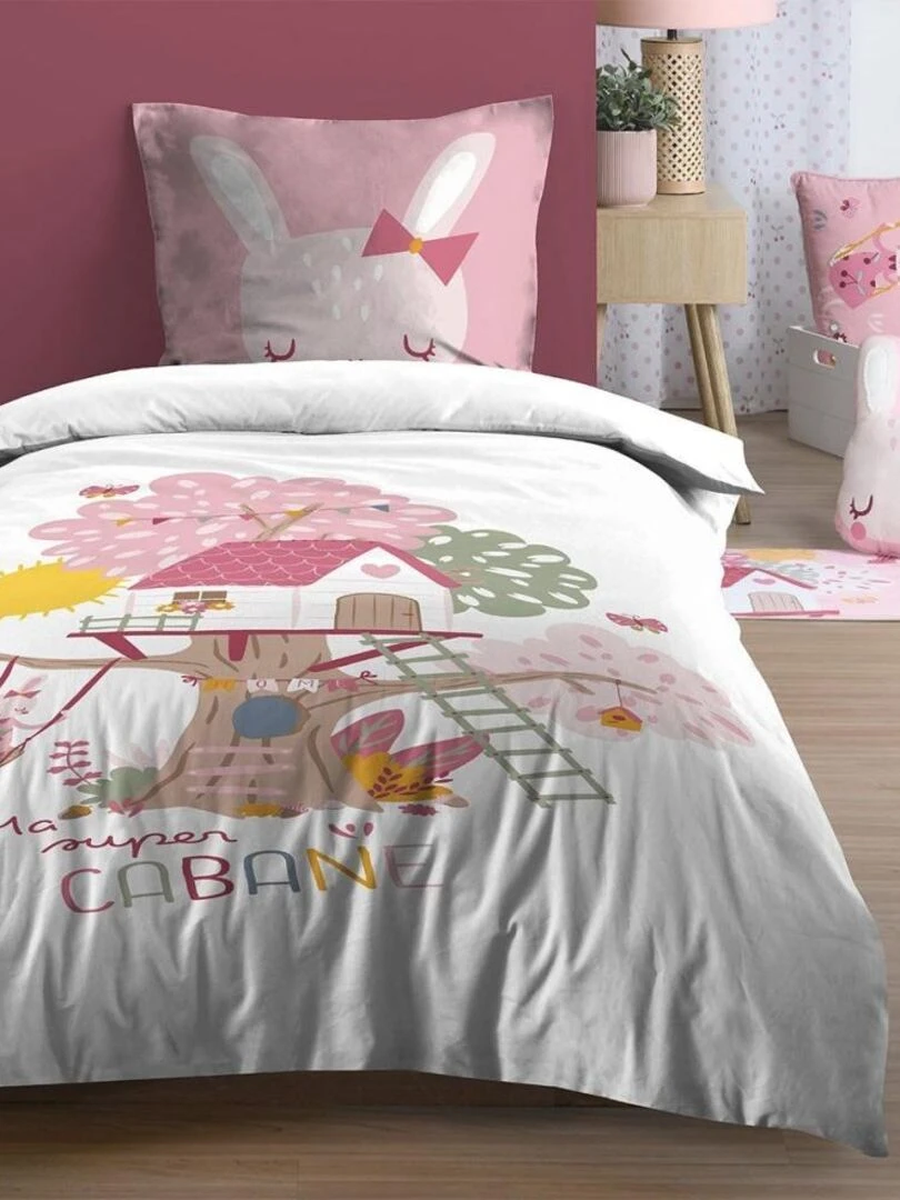 Housse de couette 140x200 Matty + 1 taie coton 57 fils Blanc