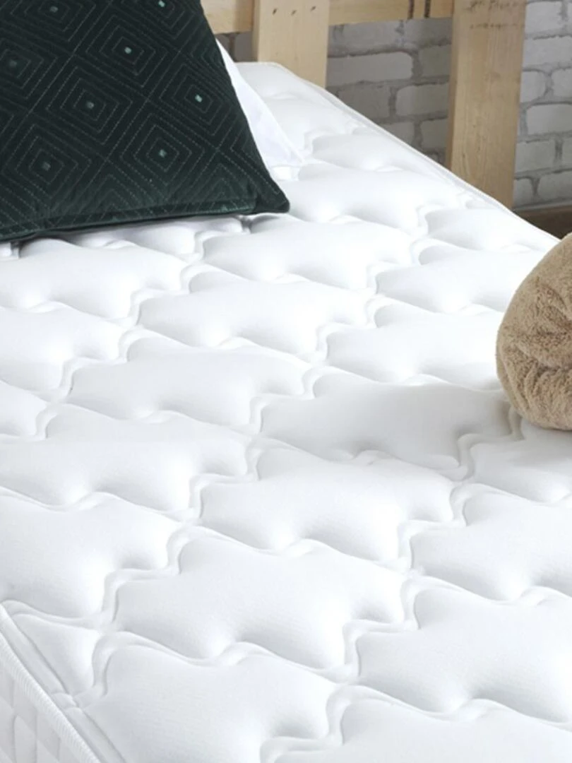 Ensemble matelas mémoire de forme + sommier + oreiller + couette fabrication française matelas   Blanc