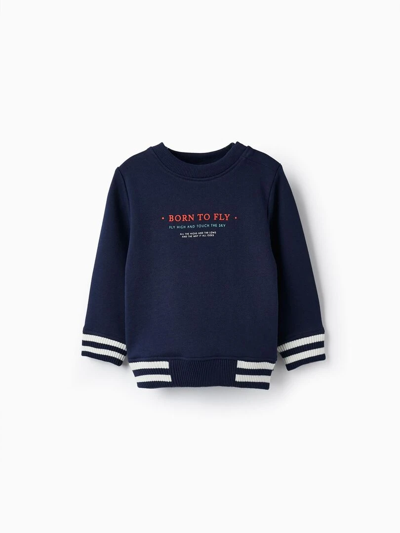 Pull en coton pour bébé garçon 'Born to Fly' SPRING BEGINS Bleu foncé