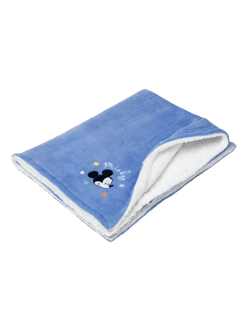 Couverture bi matière 75x100 cm Mickey Cool Bleu