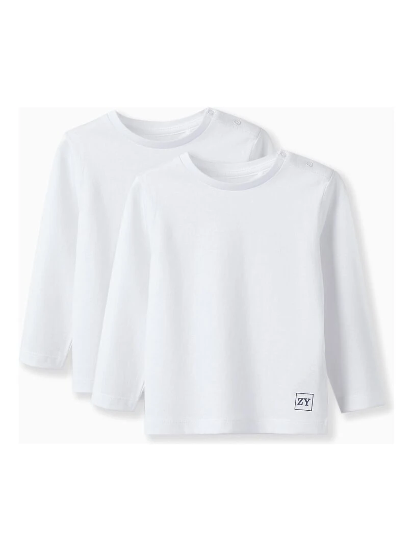 Pack 2 T shirts à manches longues pour bébé garçon manches longues MAXI NATURE Blanc