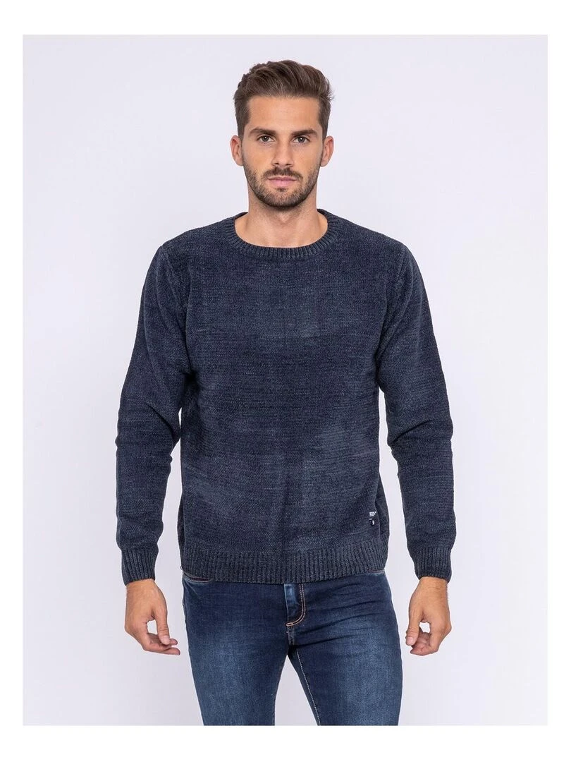 Pull col rond LOGILI Bleu marine