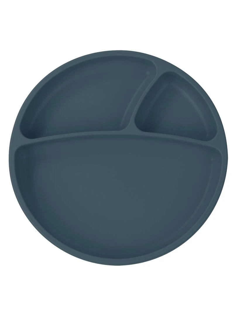 Assiette bébé à ventouse en silicone Bleu marine