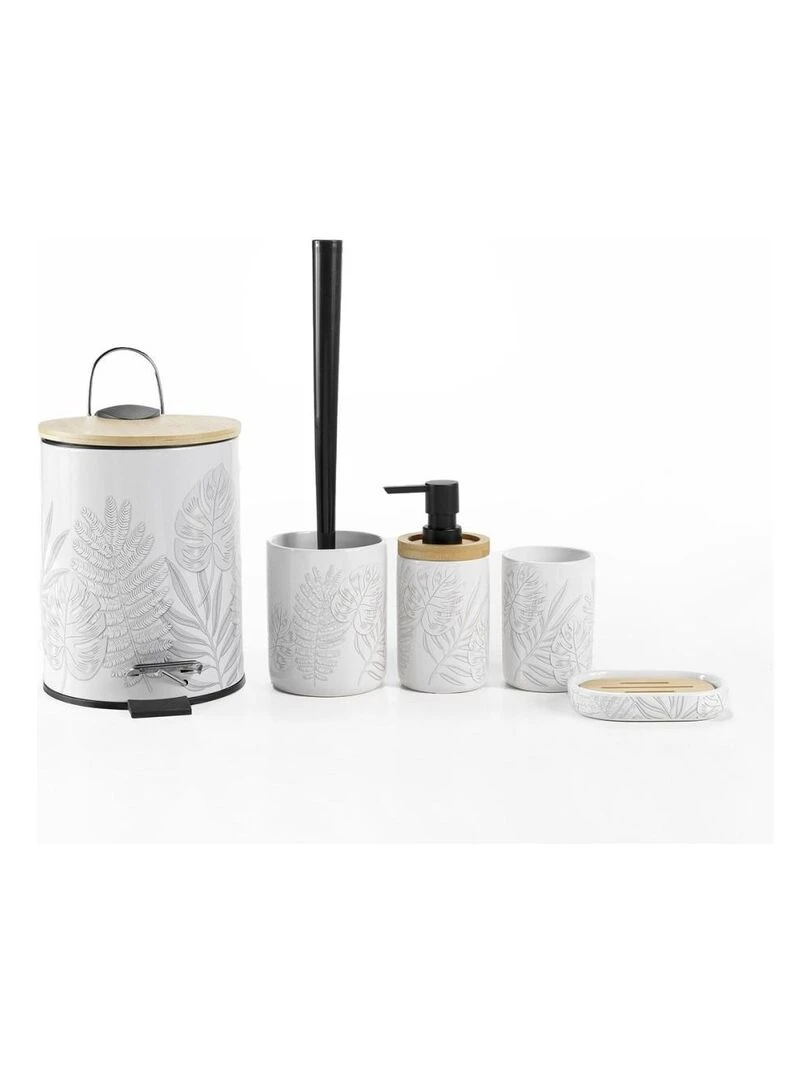 Poubelle à pédale 3L bambou Amber Blanc