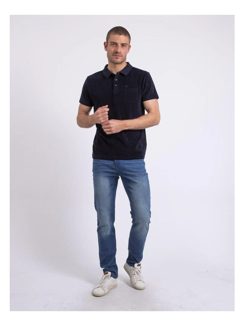 Polo manches courtes éponge PIBARK   Bleu marine