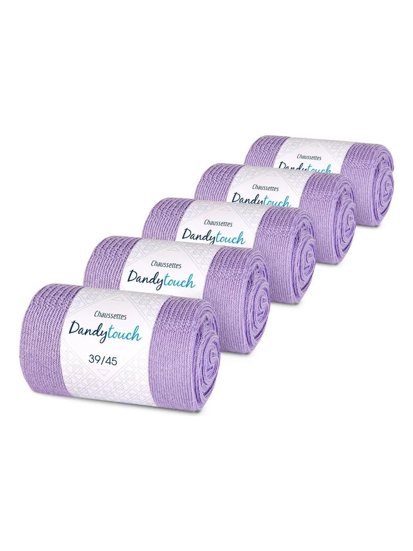 Chaussettes Jersey Coton Lot 5 Paires Fabrication UE Mauve lilas