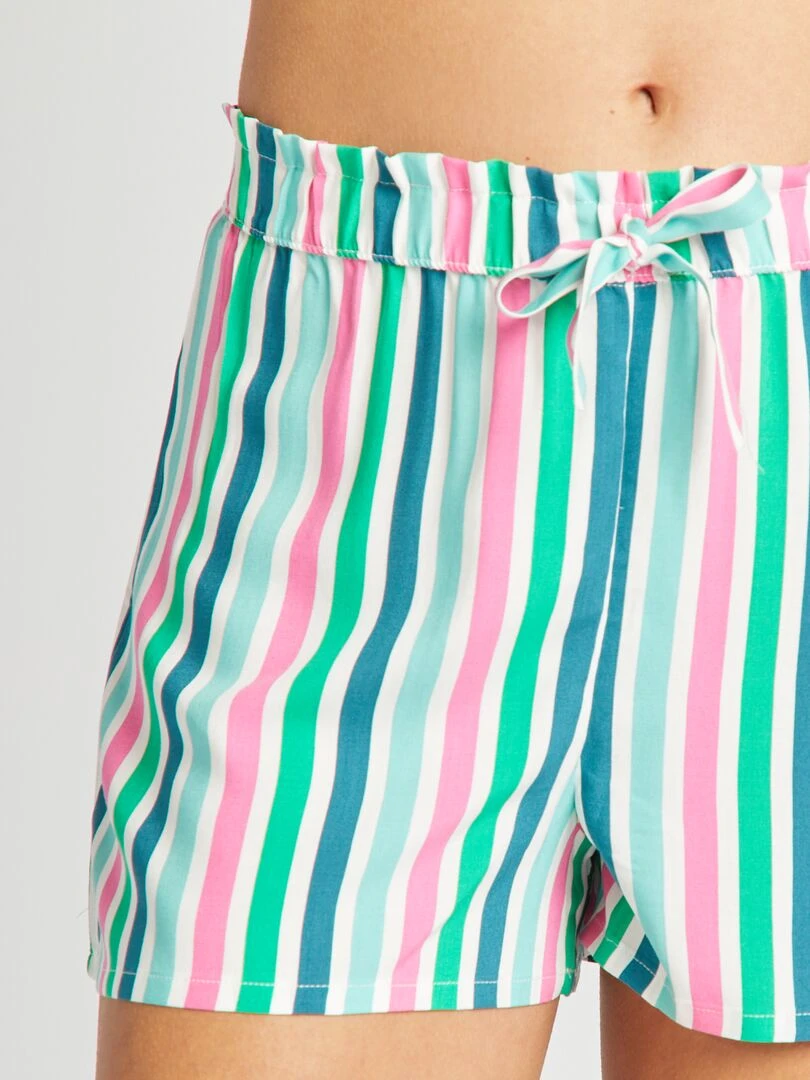 Short de pyjama fluide Bleu/blanc/rose