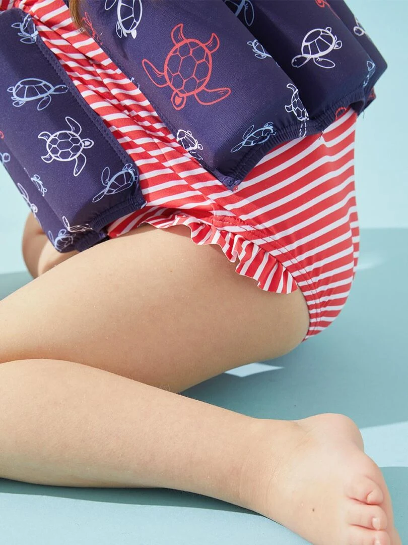 Maillot bouée à imprimé tortue  marine/rouge   Archimède   Bleu